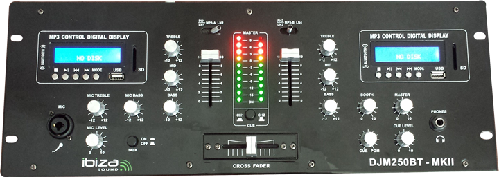 Ibiza DJM250BT-MKII μίκτης 2 καναλιών με Blueooth,USB και SD