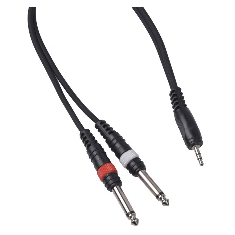 CABLE4ME DJMJ3 mini jack 3.5 mm stereo - 2x jack mono 6.3 mm signal audio cable 3 m - Image 2