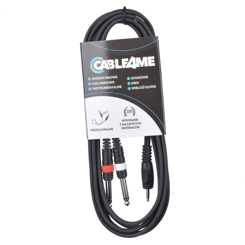 CABLE4ME DJMJ6 mini jack 3.5 mm stereo - 2x jack mono 6.3 mm signal audio cable 6 m - Image 2