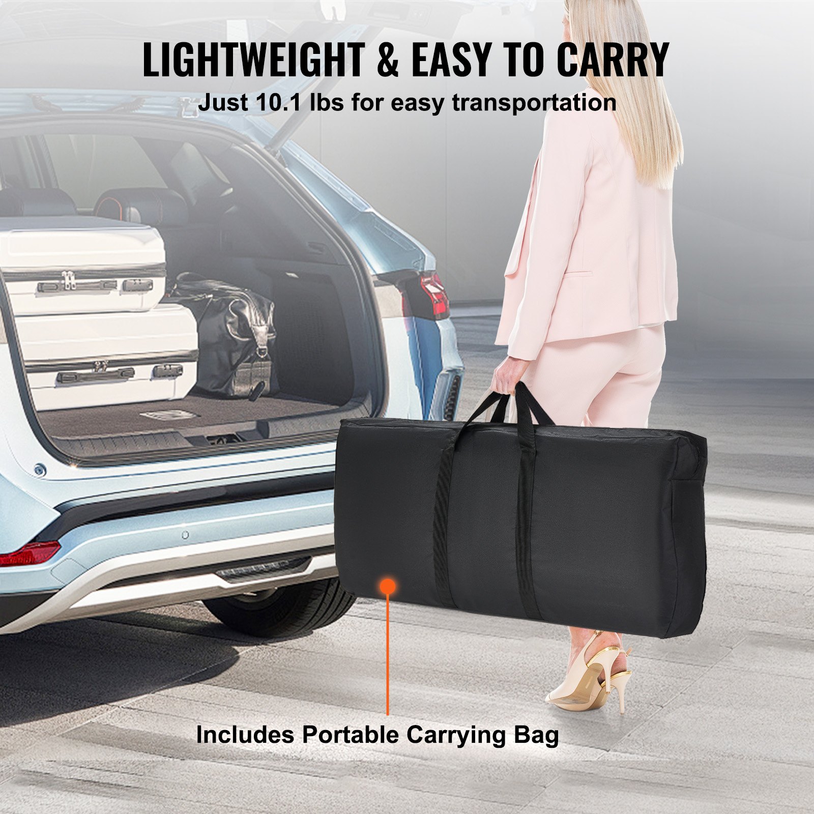 Portable DJ Booth Tradeshow Podium Table, 38.39 "x 15.16" x 34.25", Display Exhibition Counter Stand Booth Fair με τοίχο, Foldable Promotion Retail Bar Table Podium με ράφι αποθήκευσης και τσάντα μεταφοράς - Image 7